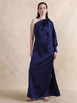RAREISM - Navy Blue Ankara Primary Straight Maxi Dress