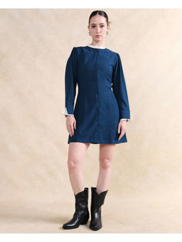 RAREISM - Teal Bayburt Primary Straight Mini Dress