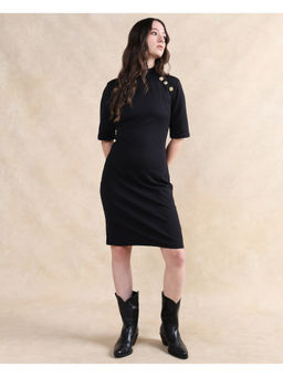 RAREISM - Black Bolu Primary Slim Knee Length Dress
