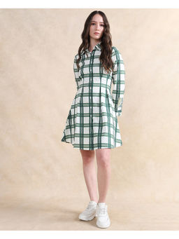 RAREISM - White & Green Jalopim Fit & Flare Mini Dress