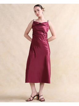 RAREISM - Maroon Roala Primary Fitted Midi Dress