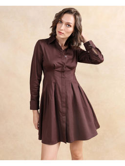 RAREISM - Brown Bolvia Flared Mini Dress
