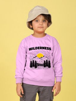 Nusyl - Boys Lilac Wilderness Text Printed Oversized Sweatshirt