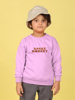 Nusyl - Boys Lilac Space Monkey Text Printed Oversized Sweatshirt