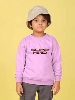 Nusyl - Boys Lilac Super Herd Text Printed Oversized Sweatshirt