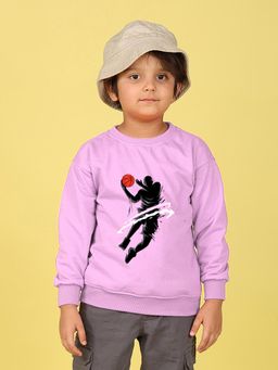 Nusyl - Boys Lilac Basketball and Man Text Printed Oversized Sweatshirt