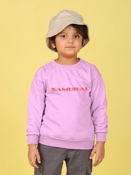 Nusyl - Boys Lilac Samurai Text Printed Oversized Sweatshirt