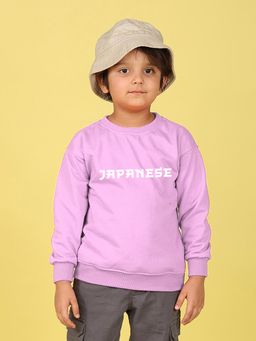 Nusyl - Boys Lilac Japanese Text Printed Oversized Sweatshirt