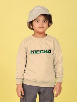 Nusyl - Boys Beige Mecha Text Printed Oversized Sweatshirt