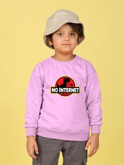 Nusyl - Boys Lilac No Internet Text Printed Oversized Sweatshirt
