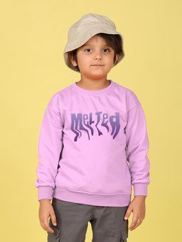 Nusyl - Boys Lilac Melted Text Printed Oversized Sweatshirt