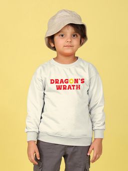 Nusyl - Boys White Dragon's Wrath Text Printed Oversized Sweatshirt