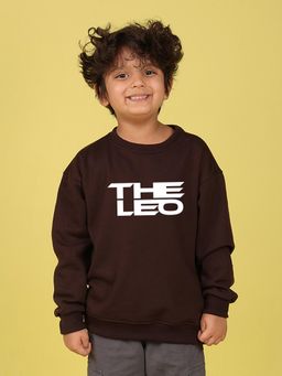 Nusyl - Boys Brown The Leo Text Printed Oversized Sweatshirt