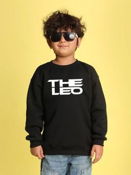 Nusyl - Boys Black The Leo Text Printed Oversized Sweatshirt
