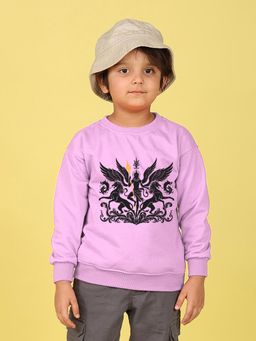 Nusyl - Boys Lilac Hores and Person Text Printed Oversized Sweatshirt