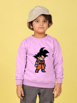 Nusyl - Boys Lilac Anime Text Printed Oversized Sweatshirt