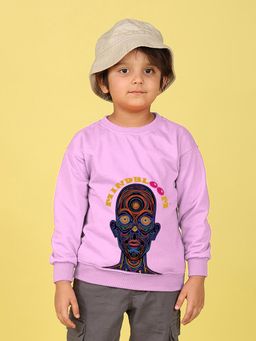 Nusyl - Boys Lilac Mind Bloom Text Printed Oversized Sweatshirt