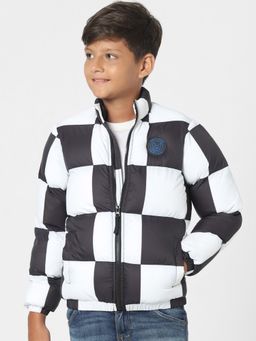 Jack & Jones Junior - White Check Puffer Jacket