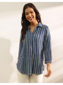 Fabindia - Blue Viscose Dabu Printed Tunic