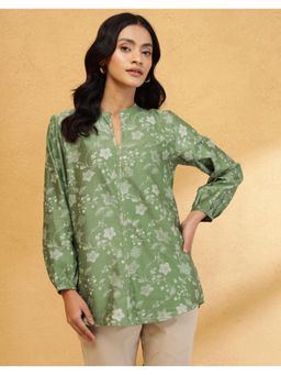 Fabindia - Green Cotton Silk Printed Tunic