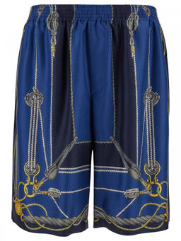 Versace - Blue Nautical Shorts With Barocco Print