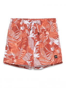 Boss - Orange Printed Logo Swim Shorts (2XL)
