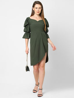 MISH - Green Puff Sleeve Short Dress
