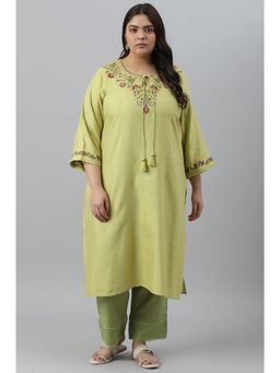 W - Green Solid Kurta