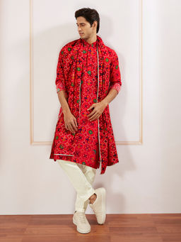 Vastramay - Mens Red Rayon Patola Printed Dupatta