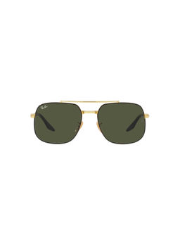 Ray-Ban - Black On Arista Sunglasses (0RB3699-Square-Gold Frame-Green Lens-59: 59 mm)