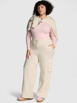 Victoria's Secret - White Ivy Fleece Wide-Leg Cargo Trackpant