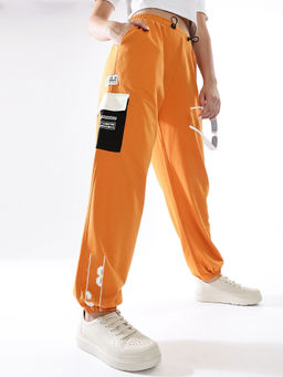 Hubberholme - Women Orange High-Rise Casual Trackpant