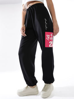 Hubberholme - Women Black High-Rise Casual Trackpant