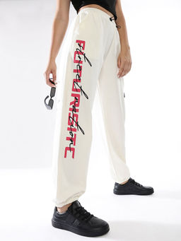 Hubberholme - Women White High-Rise Casual Trackpant