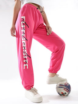 Hubberholme - Women Pink High-Rise Casual Trackpant