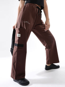 Hubberholme - Women Printed Brown High-Rise Casual Trackpant