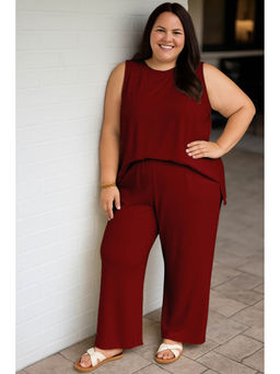 Moomaya - Womens Viscose Jersey Red Co-Ord Set