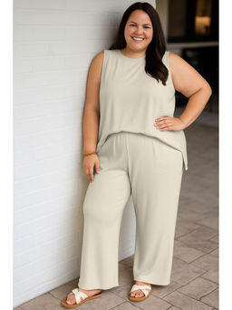 Moomaya - Womens Viscose Jersey White Co-Ord Set