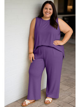 Moomaya - Womens Viscose Jersey Purple Co-Ord Set