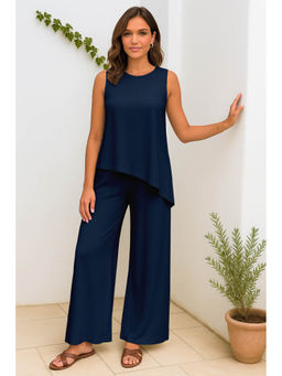 Moomaya - Womens 2 Pcs Soft Viscose Jersey Teal Co-Ord Set