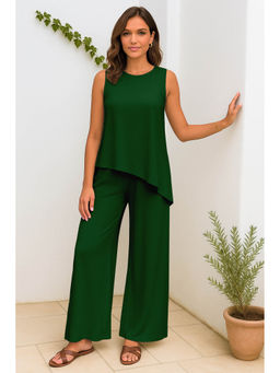 Moomaya - Womens 2 Pcs Soft Viscose Jersey Green Co-Ord Set