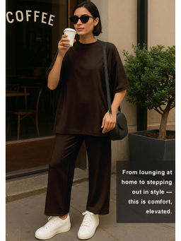 Moomaya - Womens 2 Pcs Soft Viscose Jersey Grey Co-Ord Set