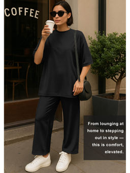 Moomaya - Womens 2 Pcs Soft Viscose Jersey Grey Co-Ord Set