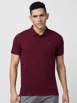 Spykar - Slim Fit Red Polo T-Shirt for Men