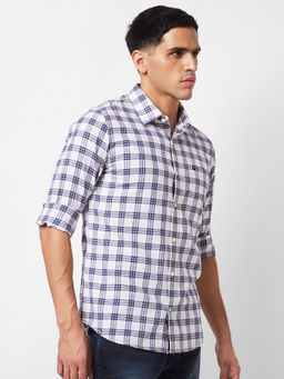 Spykar - White Checked Full Sleeve Shirt for Men