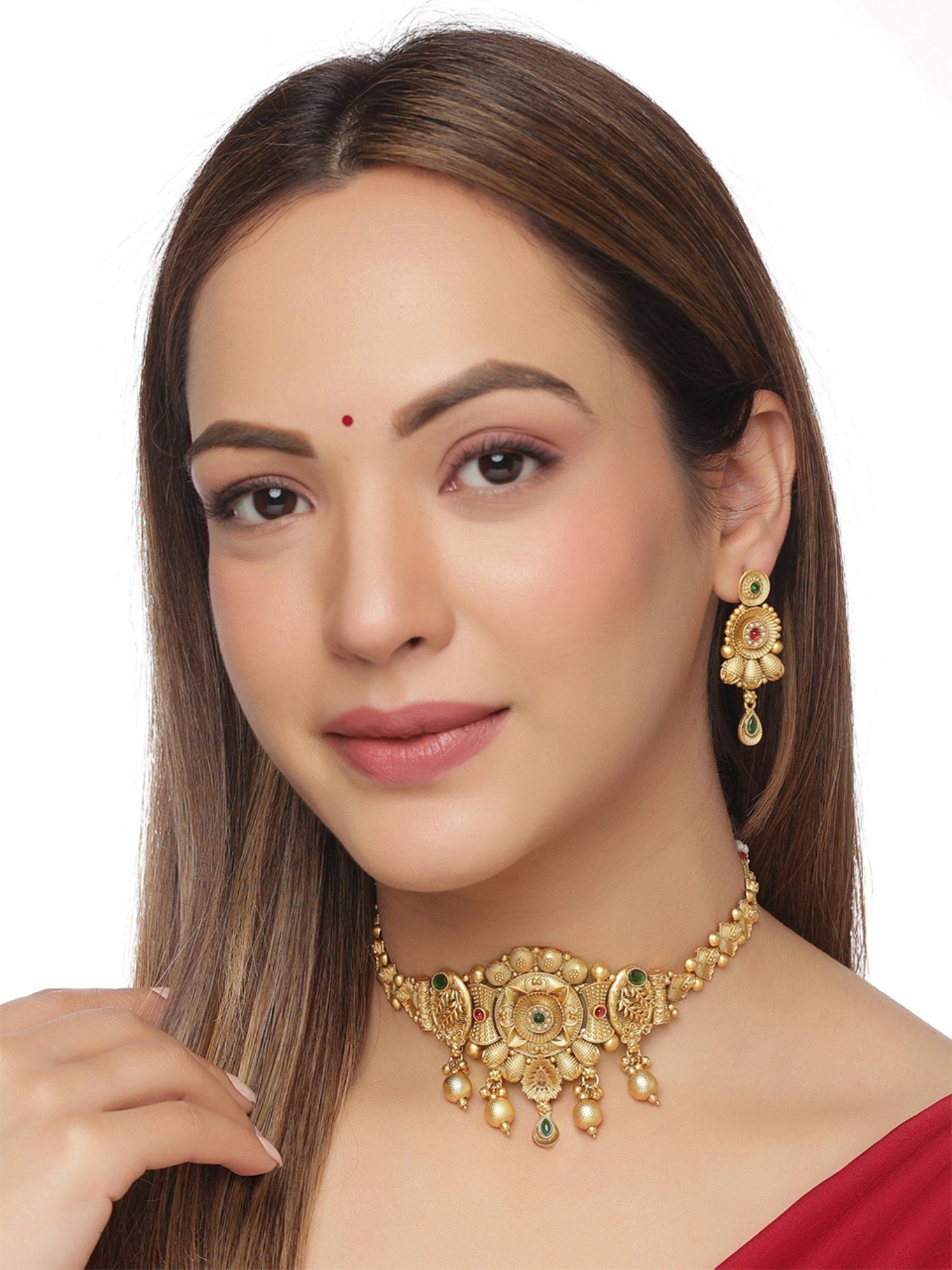 Buy Yellow Chimes Gold Plated Pearl Drop Designed Gold Choker