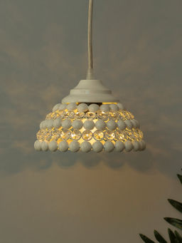 Homesake - White Crystal Hanging Semi-Globe Light