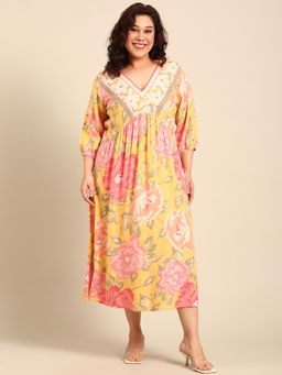 THE PINK MOON - Blooming Floral Placement Print Dress