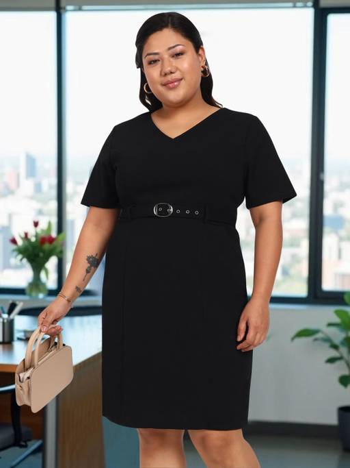 Plus Size Womens Lbd Buy Martini Women Black Plus Size Formal Dress With Belt Online