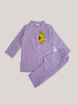 Babyhug Cotton Full Sleeves Kurta Pyjama Set Leaf Print - Red main image 0